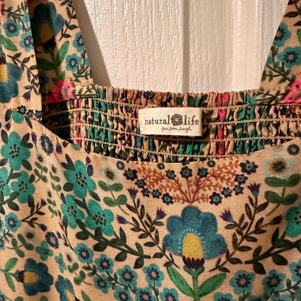 Mustard Maxi Dress with Green Floral Bodice - Picture 5 of 7